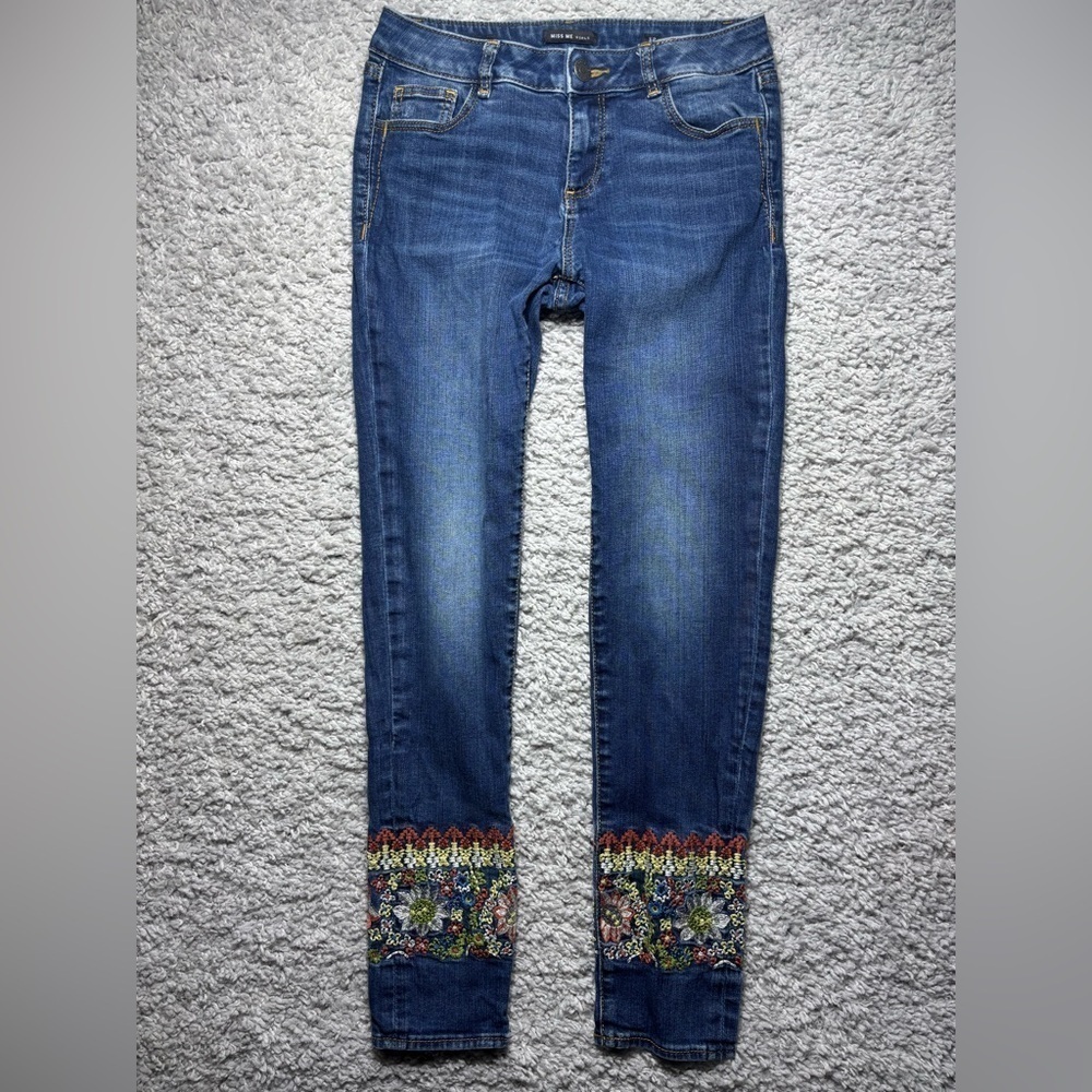 Miss Me Jeans Girls 12 Ankle Skinny Floral Embroidery Denim Flowers Streetwear